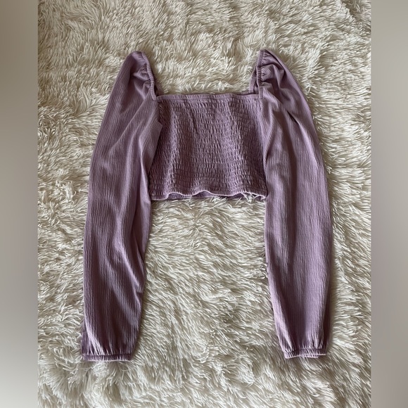 LILAC CROP PUFF LONG SLEEVE BLOUSE /// H&M DIVIDED - Picture 1 of 3